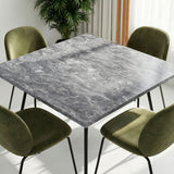 Marble-look vinyl floor tile in gray stone pattern, square corner view