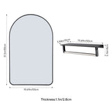 Arched bathroom mirror with aluminum frame and wall-mount bar; 1.1 in glass thickness