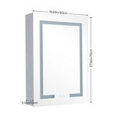 White LED mirror cabinet with anti-fog glass and touch control icons on the frame