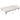 Creamy-white sofa bed measurements shown on open bed frame with wood legs