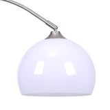White LED dome shade with metal mount on adjustable arch floor lamp