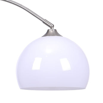 White LED dome shade with metal mount on adjustable arch floor lamp