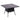 Black woven square outdoor table with center parasol hole and angled legs