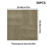 30pcs wood-effect vinyl floor tiles set showing 30.48cm x 30.48cm size and 0.12cm thickness