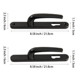 21.8cm black lever door handle pair with long backplates, lock-free design