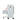 White compact indoor heater with regulator, side gas connection cover and rolling wheels