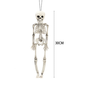 White hanging skeleton decoration, 30CM tall, full-body with skull and ribs