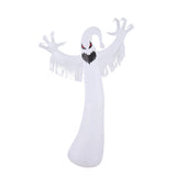 White inflatable ghost figure with raised arms, red eyes, and black jagged mouth