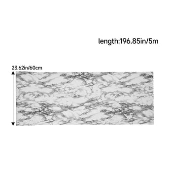 Marble effect PVC flooring roll layout with size markings and gray veining