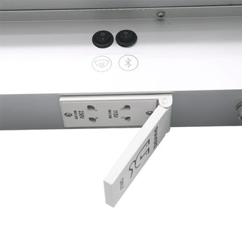 Bathroom LED mirror cabinet control panel with round buttons and power port