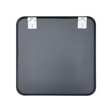 Square wall mirror with black aluminum frame and rear mounting brackets