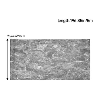 Gray marble-look vinyl flooring sheet with veined stone pattern, rectangular