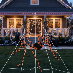 Giant Halloween Spider Web Decoration with Hanging Spider