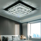 60cm square crystal double-layer flush ceiling lamp with sparkling prisms and crystal drops