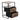 Angled view of wooden storage cabinet with tabletop, open shelves, and two drawers