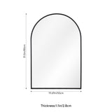 Arched bathroom mirror with black aluminum alloy frame and clear HD float glass