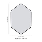 Hexagon-shaped bathroom mirror with black aluminum frame and clear reflective glass