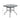 Metal square outdoor dining table top view: 80cm x 80cm, height 72cm