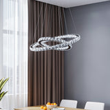 Ring-shaped crystal LED pendant lamp with double halo rings