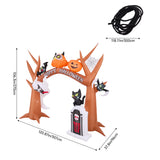 Halloween inflatable arch set with banner, ghost and cat figures, plus tether cord