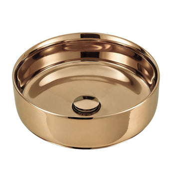 Round bronze ceramic sink basin with center drain hole