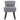 Grey upholstered vanity stool with round padded seat and tufted back, black wooden legs
