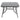 Metal square outdoor dining table angled view with black tabletop and metal support bar