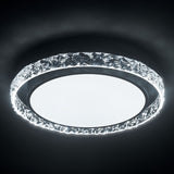 50cm round LED flush-mount ceiling light, illuminated white center and faceted acrylic rim