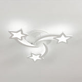 Star and moon LED ceiling fixture with glowing star outlines and curved crescent pieces.