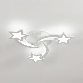Star and moon LED ceiling fixture with glowing star outlines and curved crescent pieces.