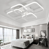 White LED semi-recessed ceiling light with four ringed light panels