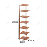 Maßskizze: 7-stufiger Bambus-Schuhregal-Organizer, ca. 109 cm hoch