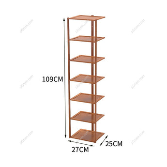 Maßskizze: 7-stufiger Bambus-Schuhregal-Organizer, ca. 109 cm hoch