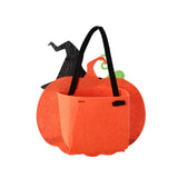 Halloween felt jack-o'-lantern treat bag with black handle