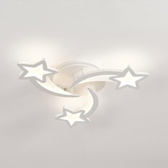 Close-up of star and moon LED ceiling light with glowing white star cutouts.