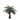 Artificial palm tree with green fronds and brown trunk in a black pot