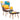 Velvet wingback armchair with patchwork back and yellow cushion, plus matching ottoman footstool