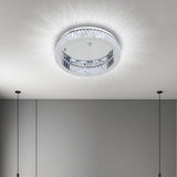 50cm D round crystal ceiling light with circular chrome frame
