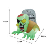 Inflatable green zombie Halloween decoration with dimensions 207x261x155 cm