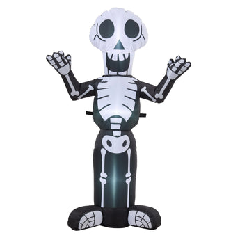 Black-and-white inflatable skeleton character decoration standing with arms out
