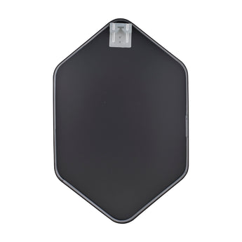 Hexagon bathroom mirror with dark back panel and top mounting bracket
