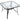 Square glass-top outdoor table with black rim and speckled clear finish