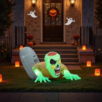 Inflatable green zombie Halloween decoration with clawed paws and open mouth
