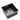 Black single-bowl stainless sink with right-side drain channel and metal strainer