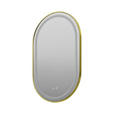 Wall-mounted oval LED bathroom mirror with illuminated edge and touch buttons