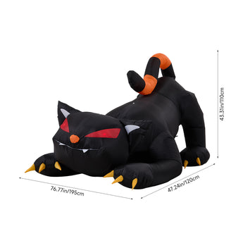 Inflatable Halloween animal decoration with orange horns and red face details