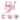 Pink kids swing and slide playset with basketball hoop, featuring close-up detail circles