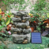 Solar Wasserfall-Brunnen aus Stein mit LED und Solarpanel