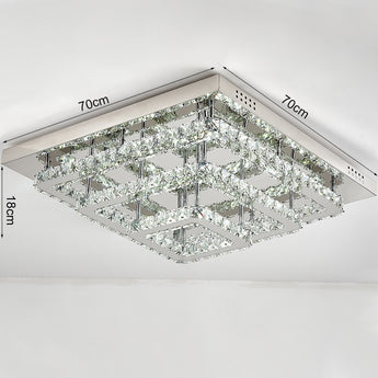 Square LED semi-flush ceiling light dimensions: 70cm x 70cm, height 18cm