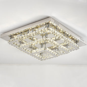 Crystal-shaped square LED semi-flush ceiling light with bright warm illumination